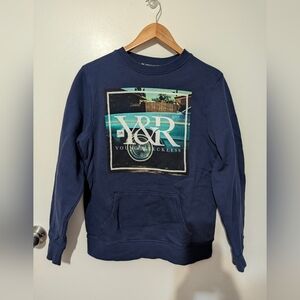 Young & Reckless Navy Blue Crew Neck Sweatershirt Mens Medium Low Rider